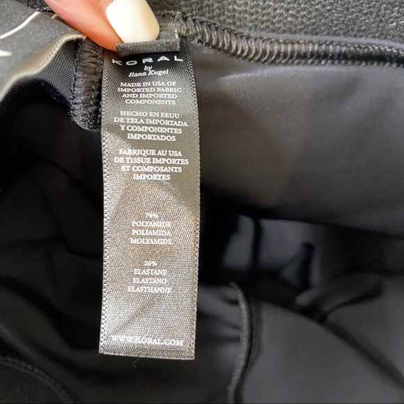 Koral Trainer 2-pc High Rise Blue Racer Stripe Metallic Leggings Bra Shiny XS - Picture 11 of 13